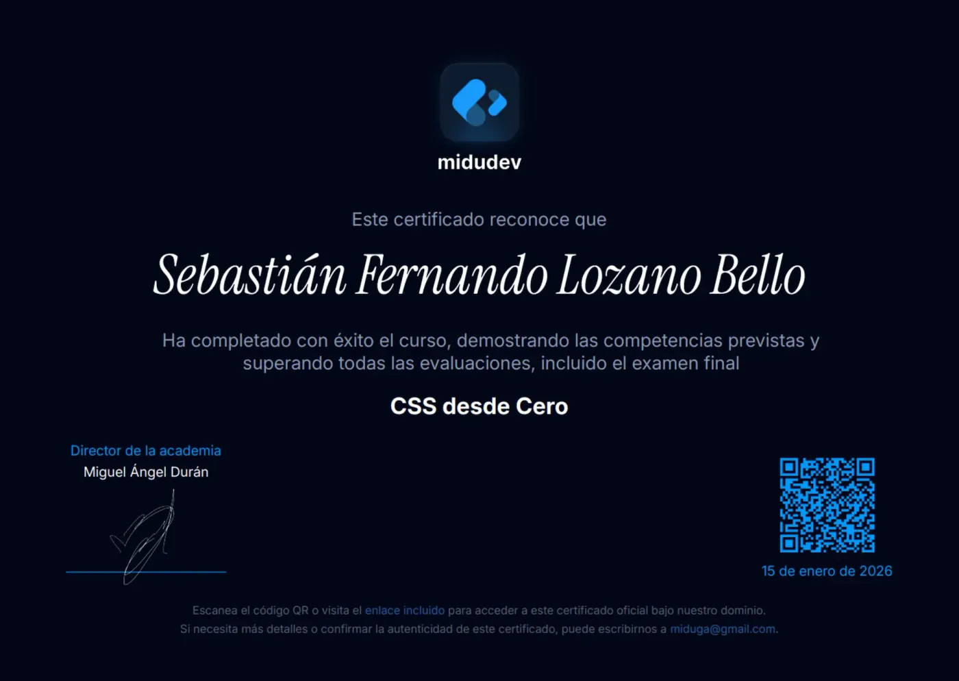 CSS from Scratch certificate